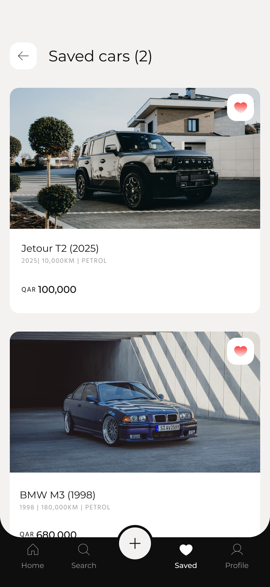 Saved cars